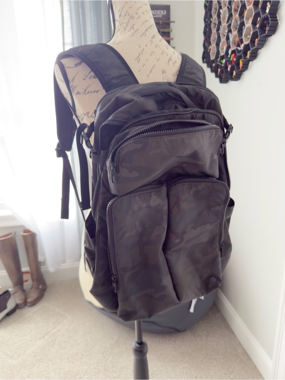 Lululemon Men's Black Camouflage Backpack - Versatile Everyday Carry